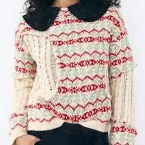 Zara jacquard knit sweater size small NWT
